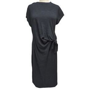Sonoma Charcoal Gray Knot Side Midi Dress Soft Stretch Lightweight Casual L